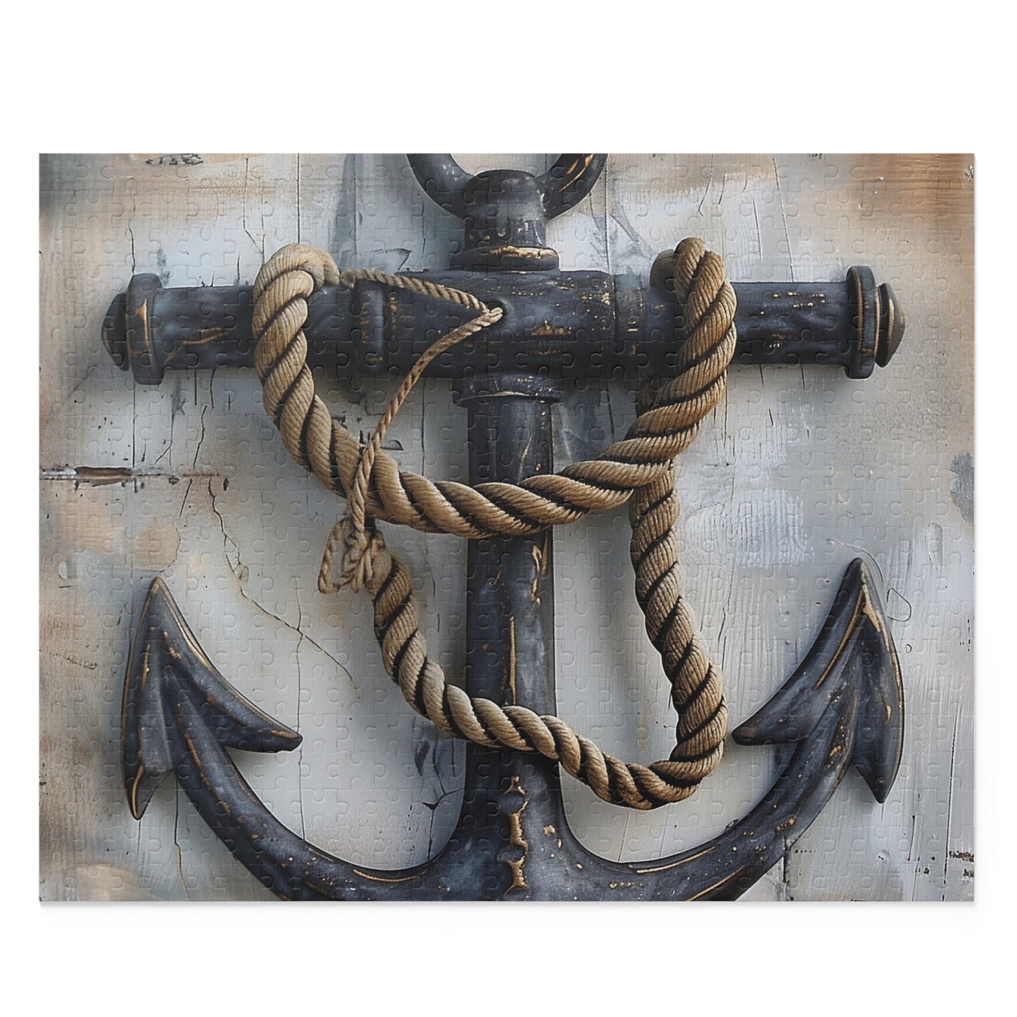 "Rustic Nautical Anchor Rope Jigsaw Puzzle for Sea Lovers"