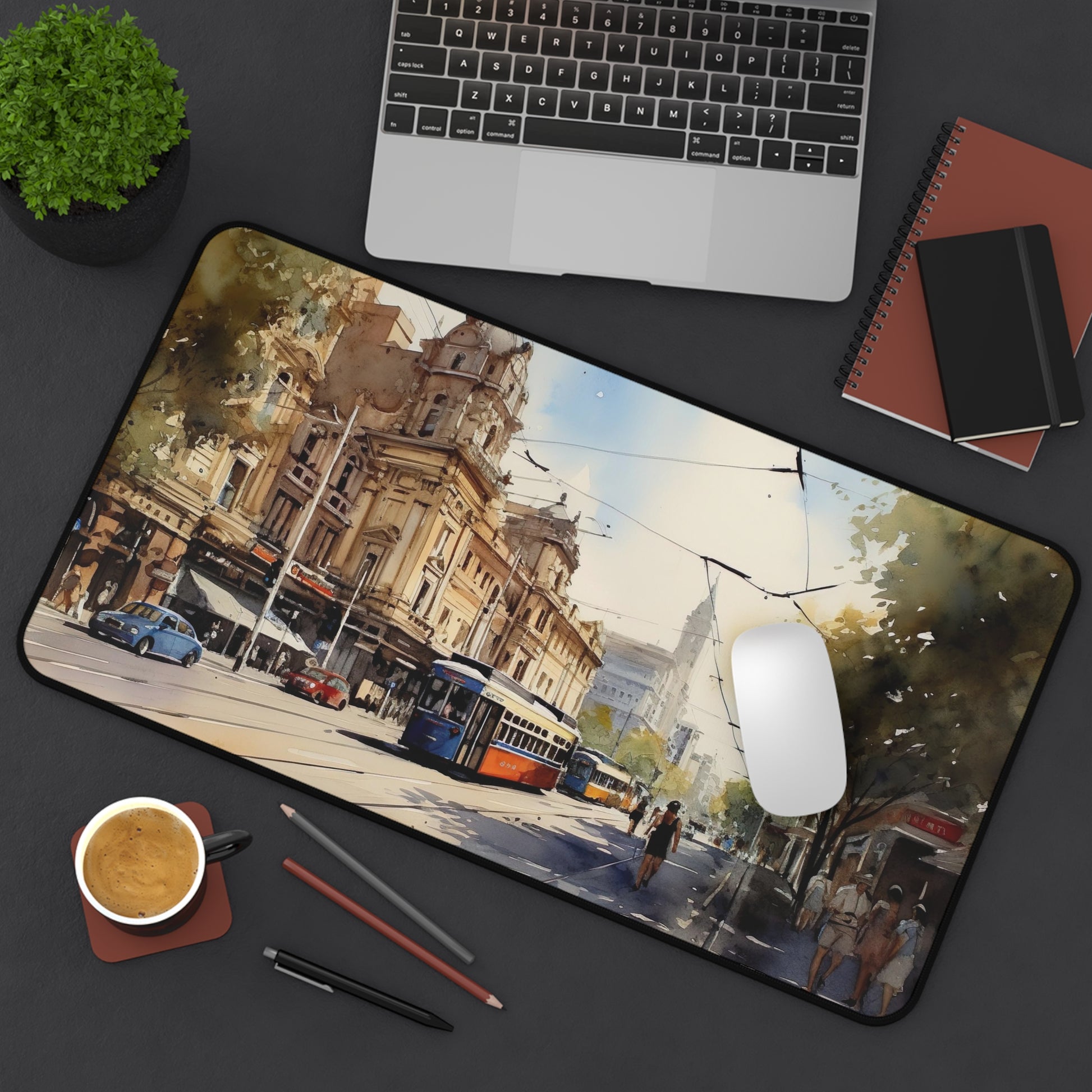 "Melbourne Trams Desk Mat - Add Iconic Style to Your Workspace with Vibrant Design"