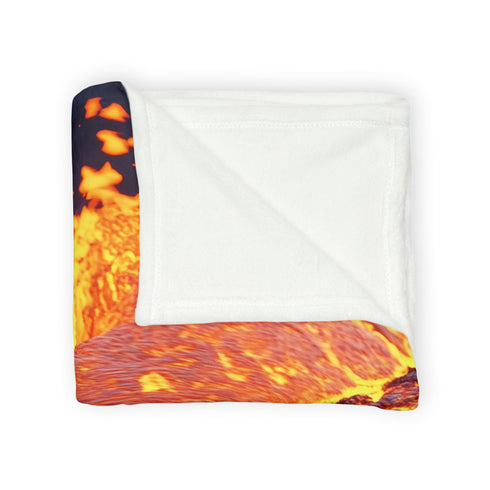 Lava Flowing from Floating Volcano — Plush Fleece Throw Blanket — Product Detail View 8