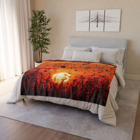 Sunset Made of Music Notes — Plush Fleece Throw Blanket — Product Detail View 9