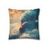 Train Riding Rails Through the Clouds (Edition II) — 40×40 Cushion Cover — Double-Sided Back & Concealed Zip Detail