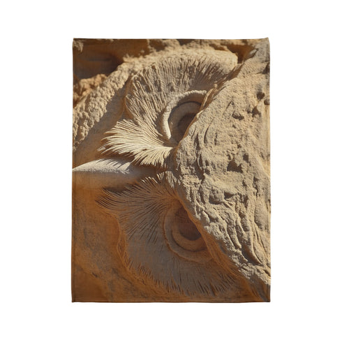 Desert Wind Forming Owl Face Plush Fleece Throw Blanket