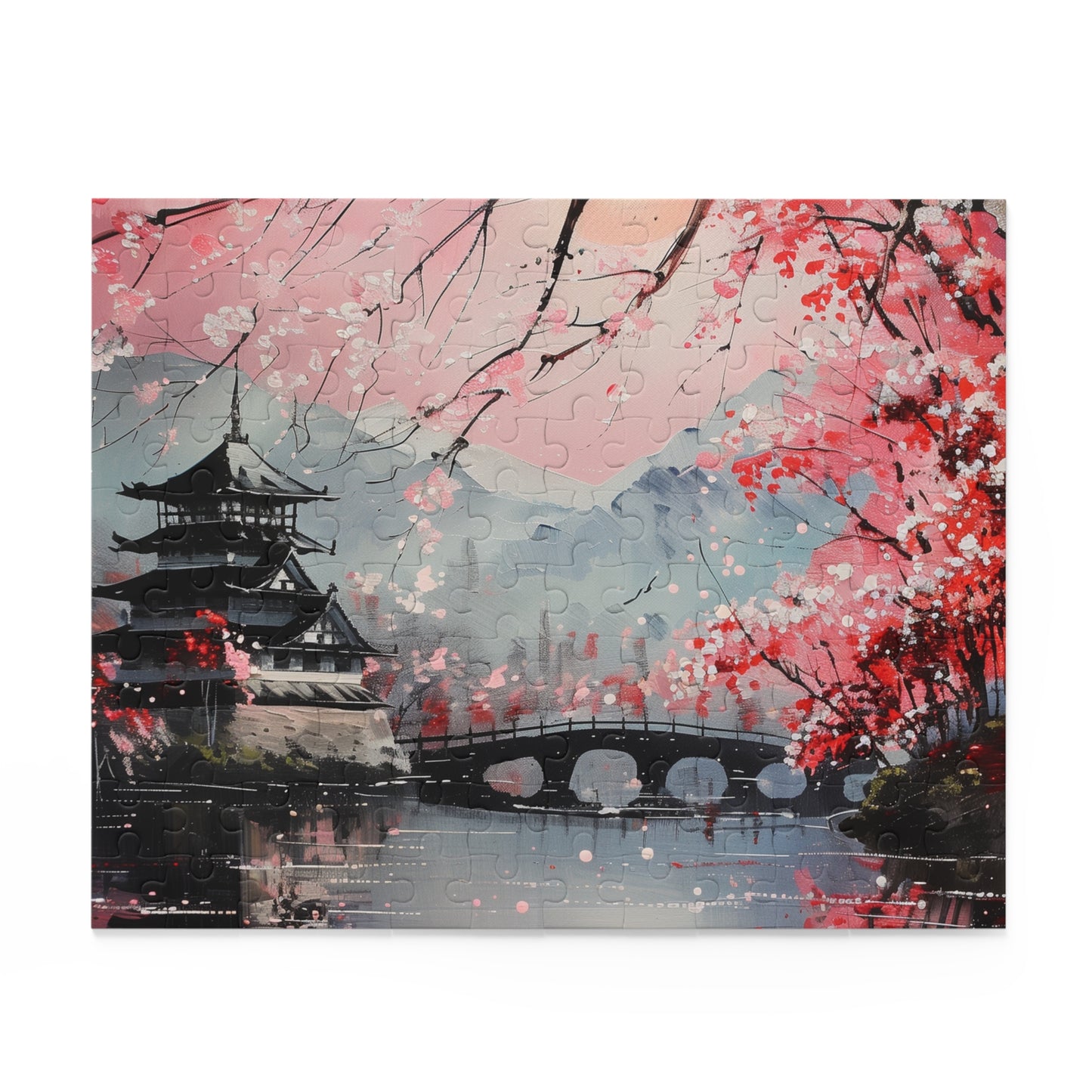 "Cherry Blossom Jigsaw Puzzle - Serene Japanese scene with blooming flowers, perfect for spring relaxation"