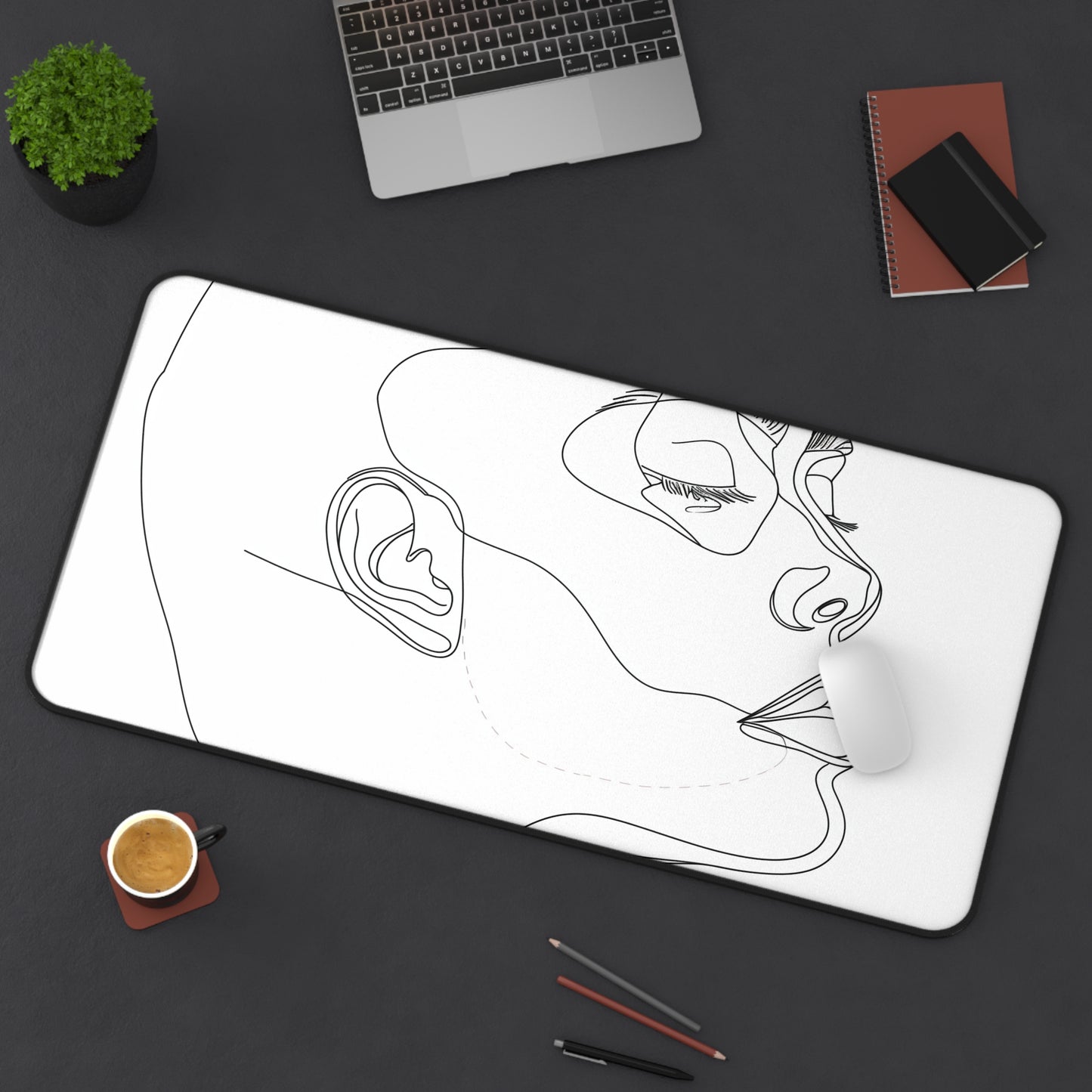 Face Line Art Desk Mat | Desk Mat | Accessories, Back-to-School, Desk, Fall Bestsellers, Home & Living, Mouse pad, Mouse Pads, Mousepad, Seasonal Picks, Stationery, TikTok | Prints with Passion