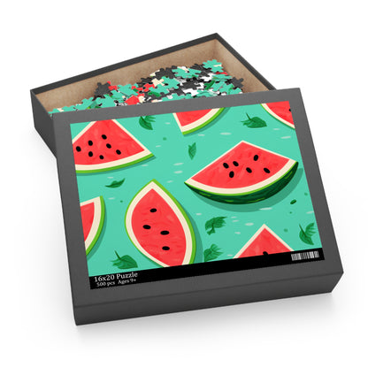 Colorful Watermelon Hawaiian Style Jigsaw Puzzle - Fun Tropical Vibes - Bacano Go