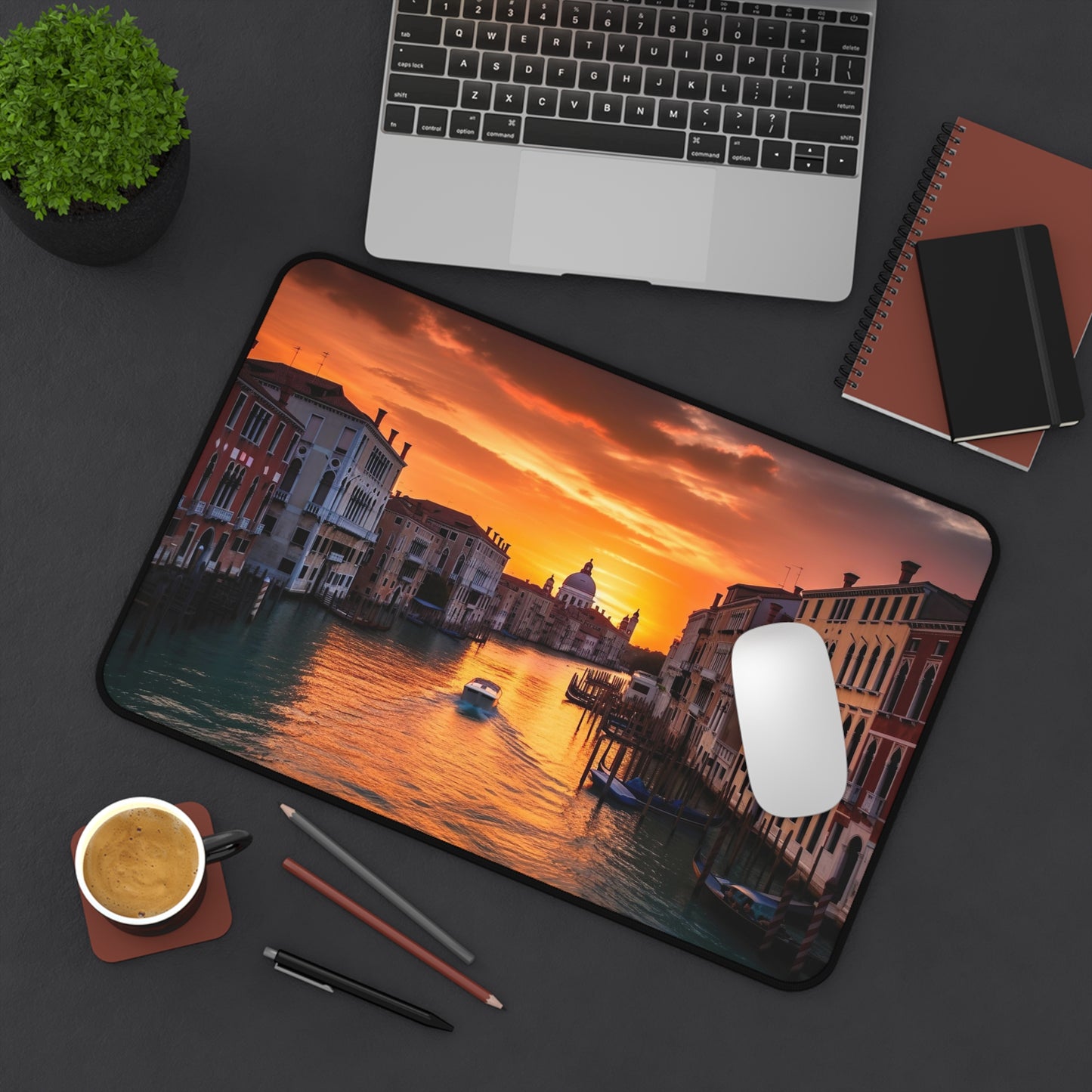 "Venice Italy-inspired desk mat for elegant workspace organization"