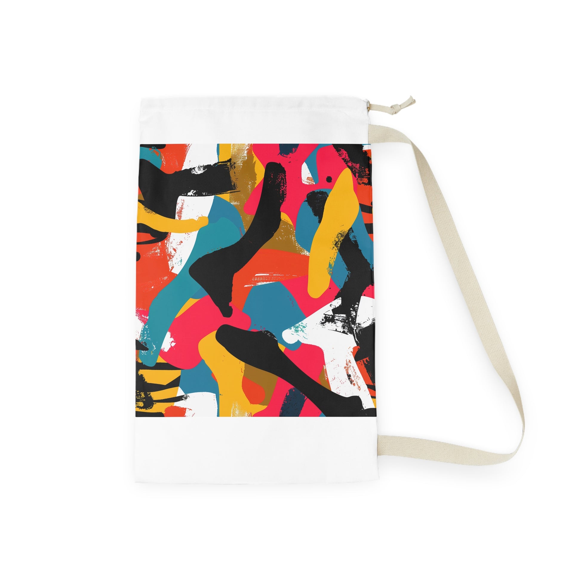 "Vibrant Abstract Laundry Bag - Modern seamless design with bold colors for stylish laundry organization"