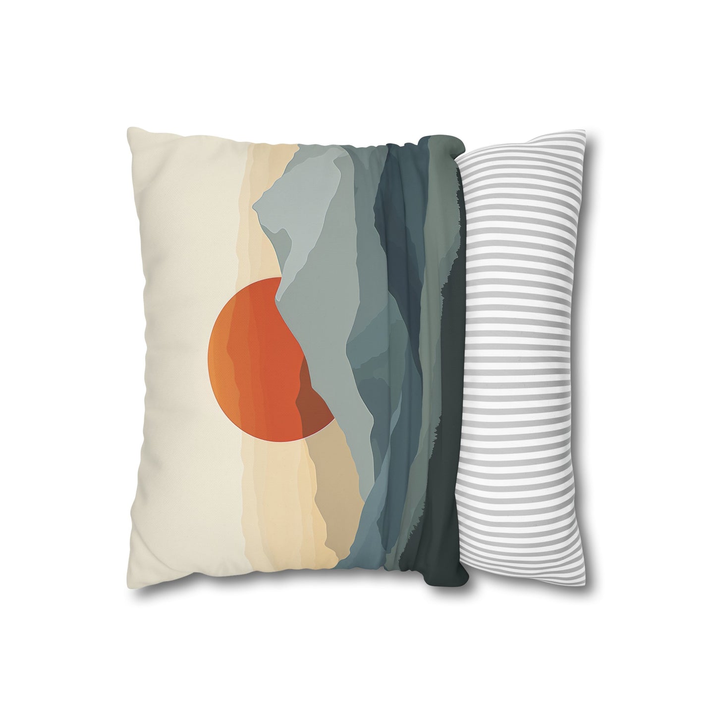 "Golden Hour Peaks Pillowcase - Minimalist mountain range design, perfect for all seasons. High-quality and stylish. Makes a great gift."