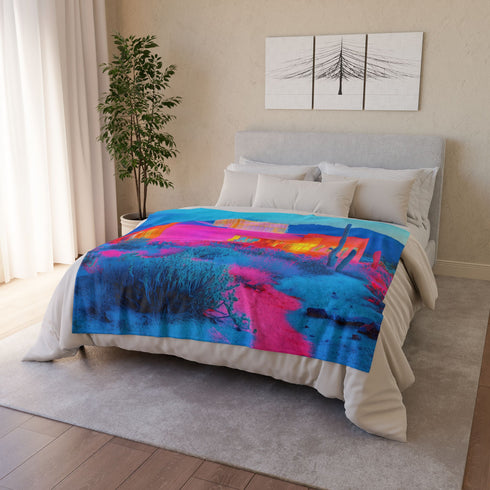 Desert Mirage Hiding Neon Palace Plush Fleece Throw Blanket