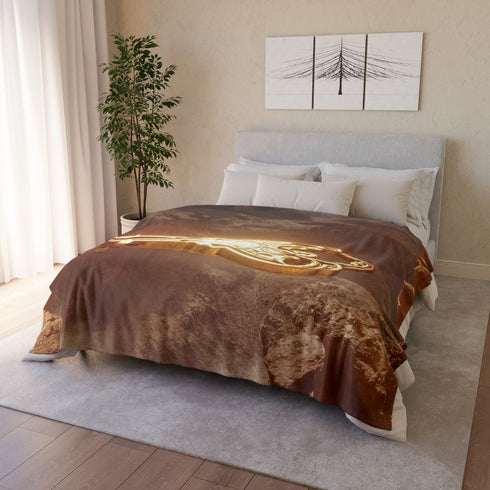Mystic Key Floating over Canyon Altar Plush Fleece Throw Blanket