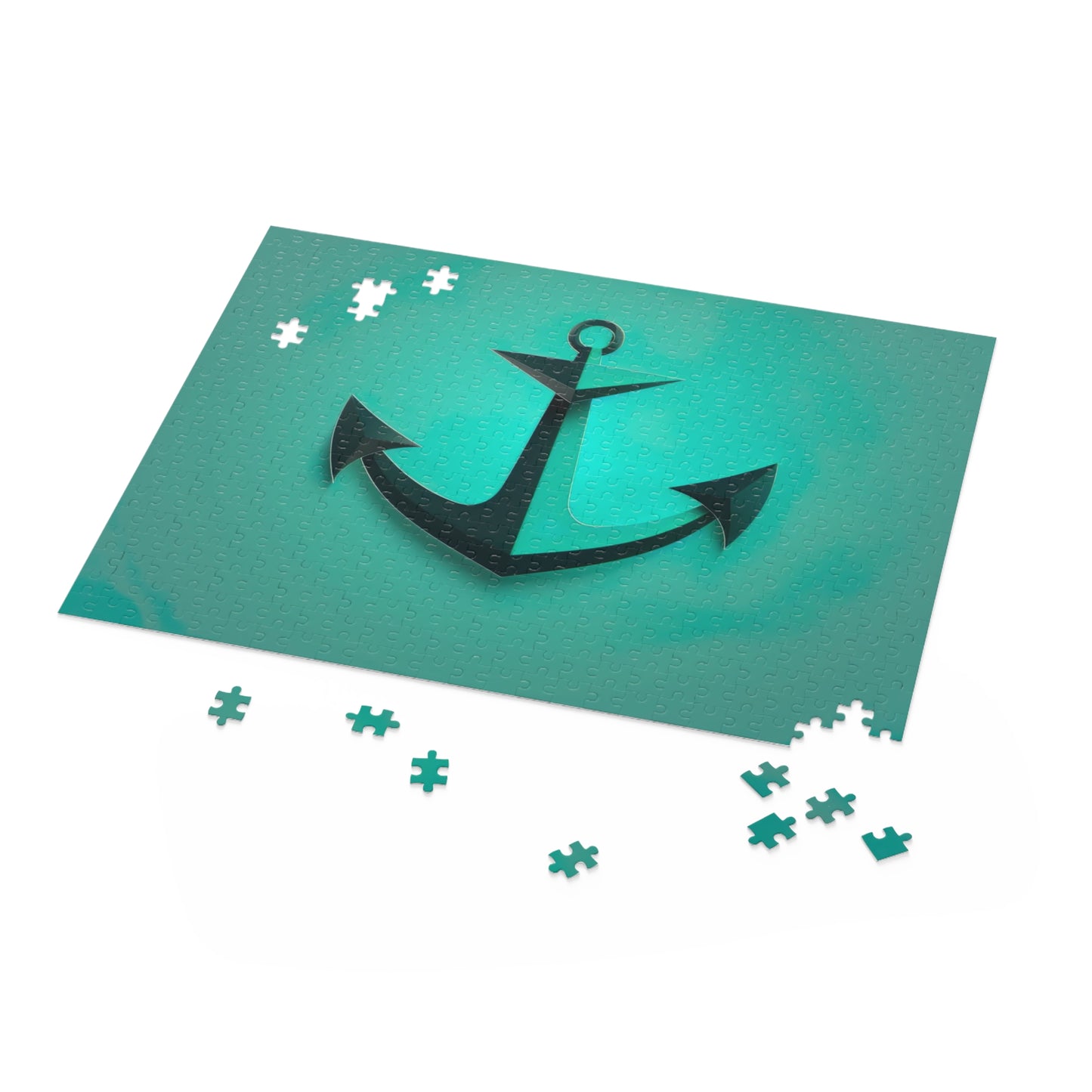 "Anchor Adventure Jigsaw Puzzle - Discover the beauty of the sea with this captivating image of an anchor in swirling blue waters"