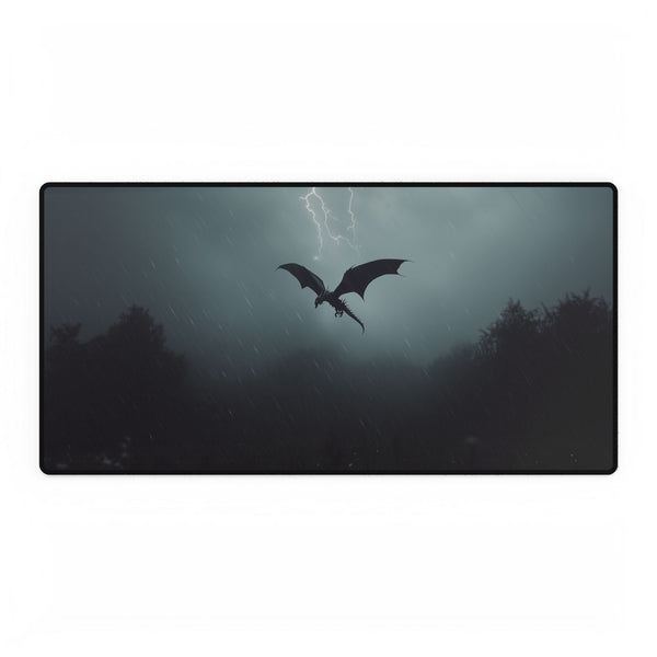 Lightning Dragon Flying Through Storm — XL & XXL Desk Mat — Full Top-Down Artwork View