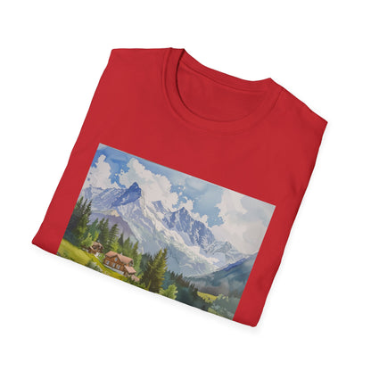 ## Alpine Serenity in Watercolor: The Swiss Alps T-shirt