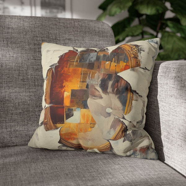 A Broken Mirror Reflecting Fragmented Images Symbol — Double-Sided Cushion Cover — Sofa & Armchair Living Room Lifestyle View