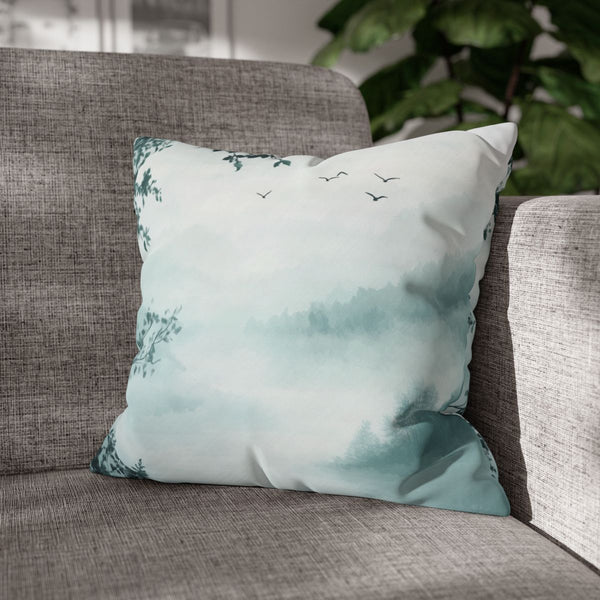 A Calm Serene Scene of Nature Inviting Relaxation P — 40×40 Cushion Cover — Sofa & Armchair Living Room Lifestyle View
