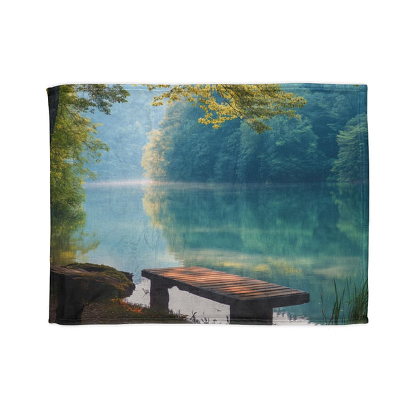 A Calm Serene Scene of Nature Inviting Relaxation P — 50×60 Plush Throw Blanket — Full Spread Plush Fleece Artwork View