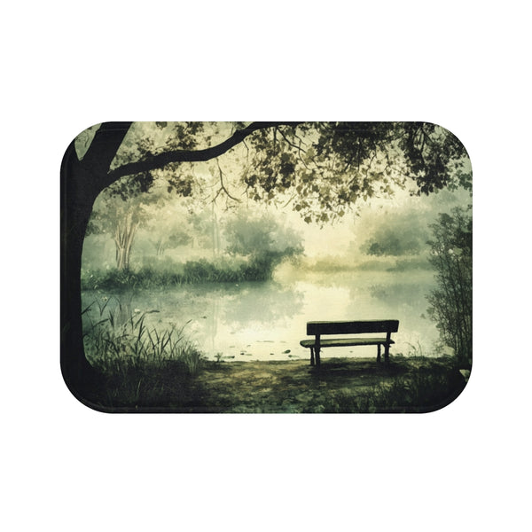 A Calm Serene Scene of Nature Inviting Relaxation P — 61×43 Memory Foam Bath Mat — Top-Down Velvet Microfibre Artwork View