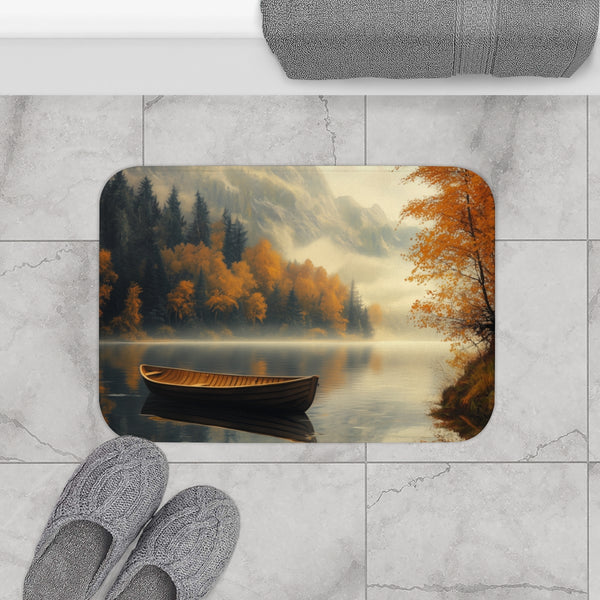 A Calm Serene Scene of Nature Inviting Relaxation P — 61×43 Memory Foam Bath Mat — Modern Bathroom Floor Lifestyle View