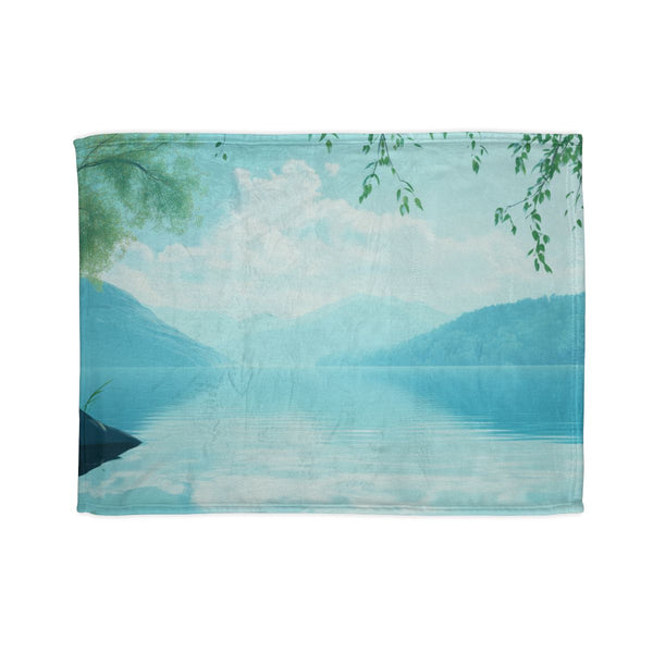 A Calm Serene Scene of Nature Inviting Relaxation P — 50×60 Plush Throw Blanket — Full Spread Plush Fleece Artwork View