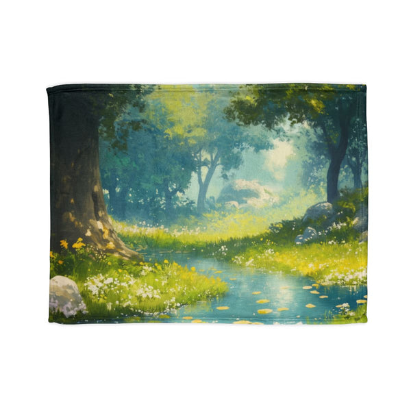 A Calm Serene Scene of Nature Inviting Relaxation P — 50×60 Plush Throw Blanket — Full Spread Plush Fleece Artwork View