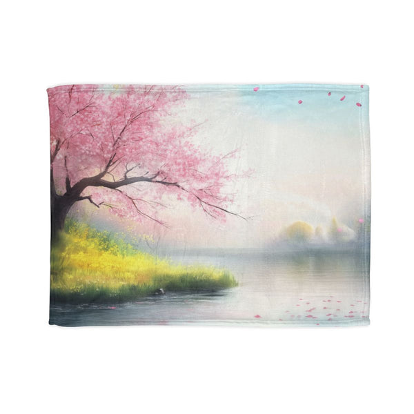 A Calm Serene Scene of Nature Inviting Relaxation P — 50×60 Plush Throw Blanket — Full Spread Plush Fleece Artwork View