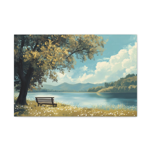 A Calm Serene Scene of Nature Inviting Relaxation P — 24×16 Canvas Wall Art — Front Gallery-Wrapped Canvas View
