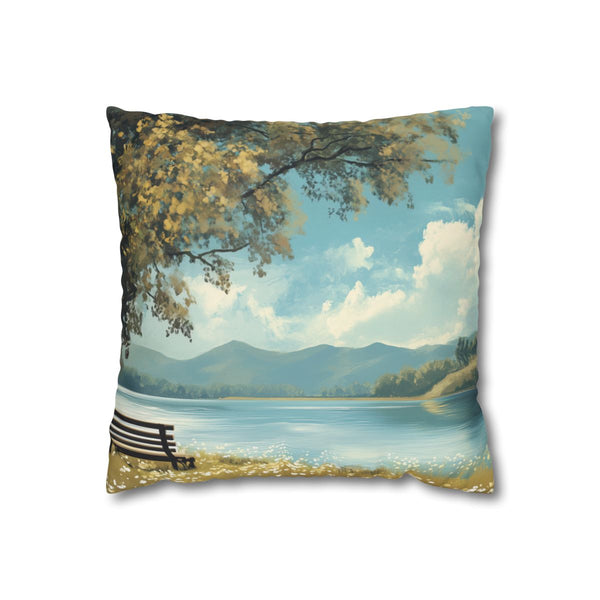 A Calm Serene Scene of Nature Inviting Relaxation P (Edition XIV) — 40×40 Cushion Cover — Front 40×40 cm Square Cushion View