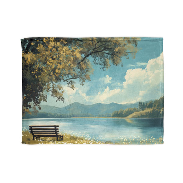 A Calm Serene Scene of Nature Inviting Relaxation P — 50×60 Plush Throw Blanket — Full Spread Plush Fleece Artwork View