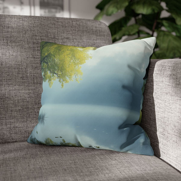 A Calm Serene Scene of Nature Inviting Relaxation P — 40×40 Cushion Cover — Sofa & Armchair Living Room Lifestyle View