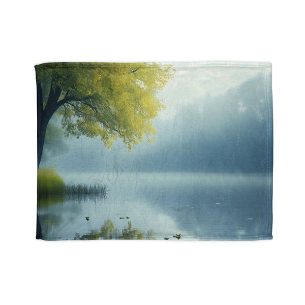 A Calm Serene Scene of Nature Inviting Relaxation P — 50×60 Plush Throw Blanket — Full Spread Plush Fleece Artwork View