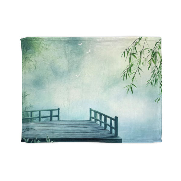 A Calm Serene Scene of Nature Inviting Relaxation P — 50×60 Plush Throw Blanket — Full Spread Plush Fleece Artwork View