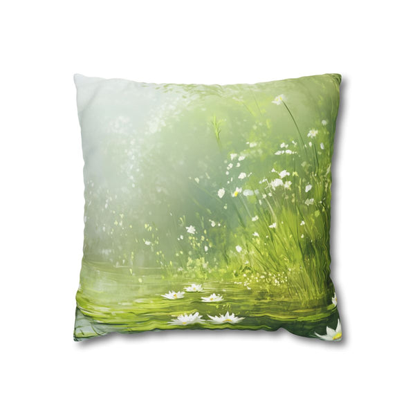 A Calm Serene Scene of Nature Inviting Relaxation P (Edition XVII) — 40×40 Cushion Cover — Front 40×40 cm Square Cushion View