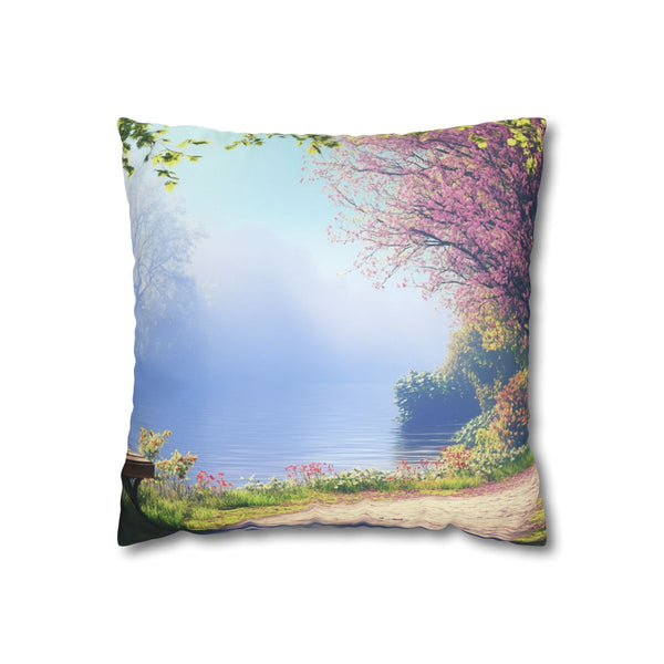A Calm Serene Scene of Nature Inviting Relaxation P — 40×40 Cushion Cover — Front 40×40 cm Square Cushion View