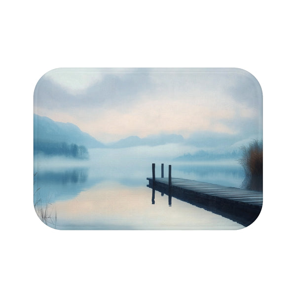 A Calm Serene Scene of Nature Inviting Relaxation P (Edition XVIII) — Memory Foam Bath Mat — Top-Down Memory Foam Bath Mat View
