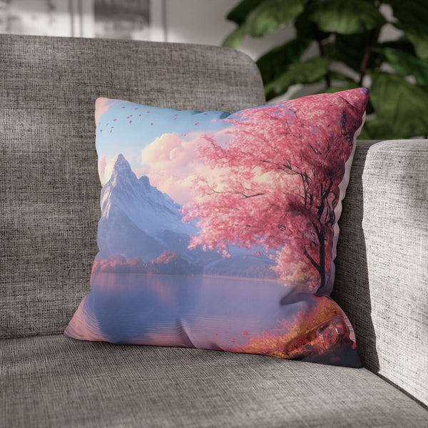 A Calm Serene Scene of Nature Inviting Relaxation P — 40×40 Cushion Cover — Sofa & Armchair Living Room Lifestyle View