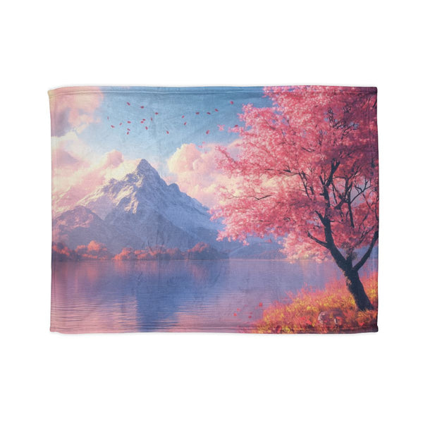 A Calm Serene Scene of Nature Inviting Relaxation P — 50×60 Plush Throw Blanket — Full Spread Plush Fleece Artwork View
