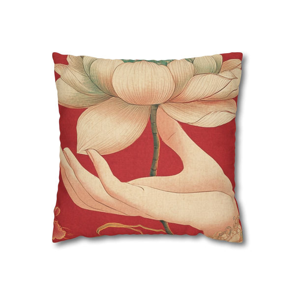 A Chinese Style Illustration of a Hand Holding a Lo — Double-Sided Cushion Cover — Front Double-Sided Cushion View
