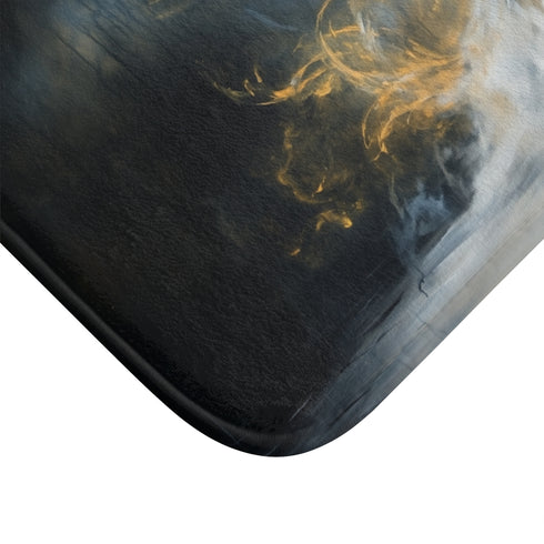 Surreal Melting Clock & Fleeting Time — 61×43 Memory Foam Bath Mat — Cushioned Memory Foam & Microfibre Close-Up