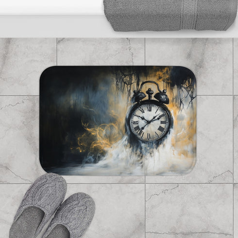 Surreal Melting Clock & Fleeting Time (Edition III) — 61×43 Memory Foam Bath Mat — Modern Bathroom Floor Lifestyle View