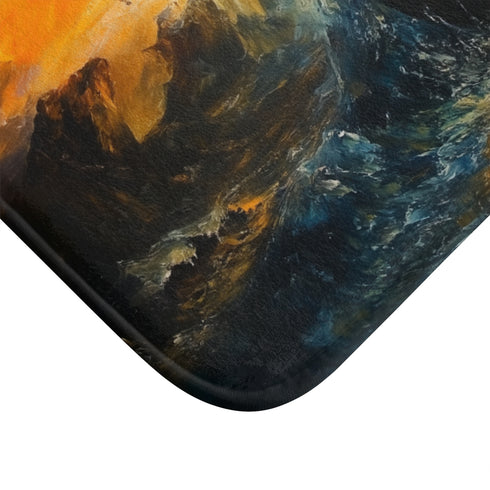 Surreal Melting Clock & Fleeting Time — 61×43 Memory Foam Bath Mat — Cushioned Memory Foam & Microfibre Close-Up