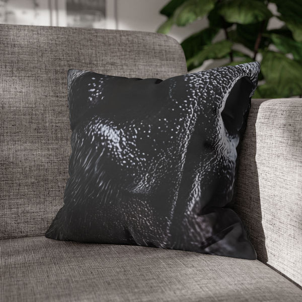 A Close Up of a Black Dogs Nose. Pure White Backgroun — 40×40 Cushion Cover — Sofa & Armchair Living Room Lifestyle View
