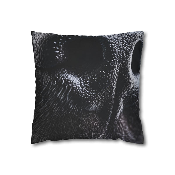 A Close Up of a Black Dogs Nose. Pure White Backgroun — 40×40 Cushion Cover — Front 40×40 cm Square Cushion View