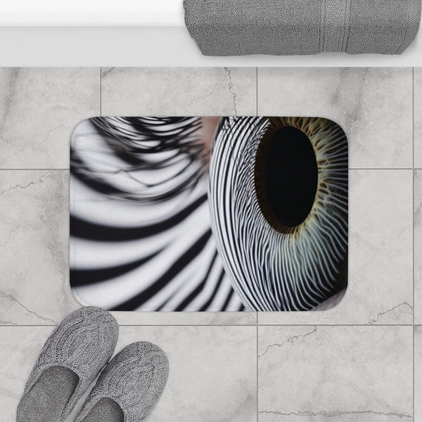 A Close Up View of a Human Eye Reacting to an Optical — 61×43 Memory Foam Bath Mat — Modern Bathroom Floor Lifestyle View