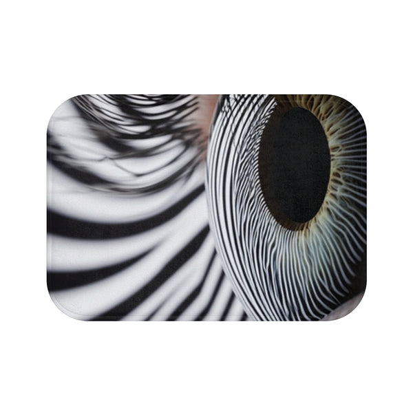 A Close Up View of a Human Eye Reacting to an Optical — 61×43 Memory Foam Bath Mat — Top-Down Velvet Microfibre Artwork View