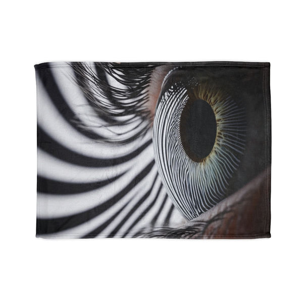 A Close Up View of a Human Eye Reacting to an Optical — 50×60 Plush Throw Blanket — Full Spread Plush Fleece Artwork View