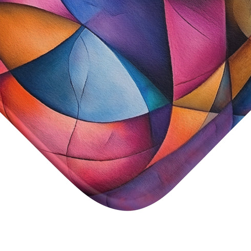 Vibrant Abstract Expression of Joy (Edition II) — 61×43 Memory Foam Bath Mat — Cushioned Memory Foam & Microfibre Close-Up