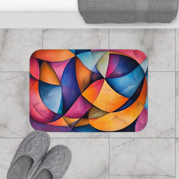 Vibrant Abstract Expression of Joy (Edition II) — 61×43 Memory Foam Bath Mat — Modern Bathroom Floor Lifestyle View