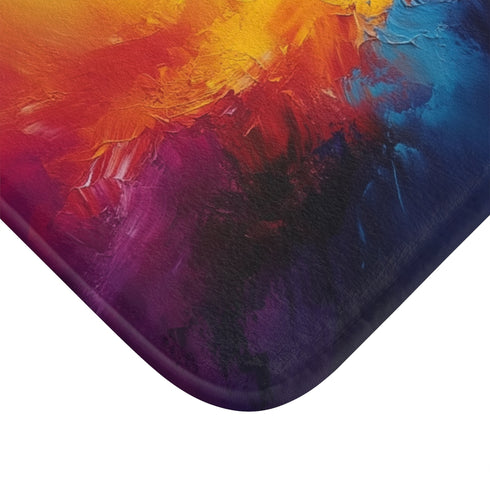 Vibrant Abstract Expression of Joy (Edition III) — 61×43 Memory Foam Bath Mat — Cushioned Memory Foam & Microfibre Close-Up