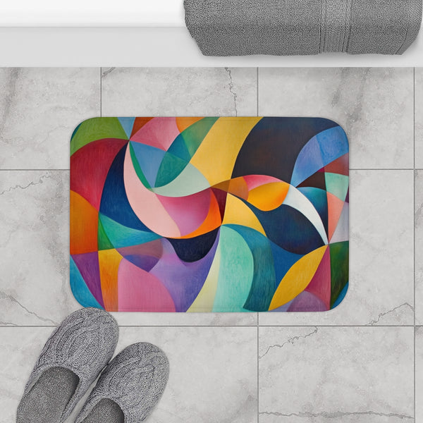 Vibrant Abstract Expression of Joy (Edition IX) — 61×43 Memory Foam Bath Mat — Modern Bathroom Floor Lifestyle View