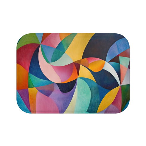 Vibrant Abstract Expression of Joy (Edition IX) — 61×43 Memory Foam Bath Mat — Top-Down Velvet Microfibre Artwork View
